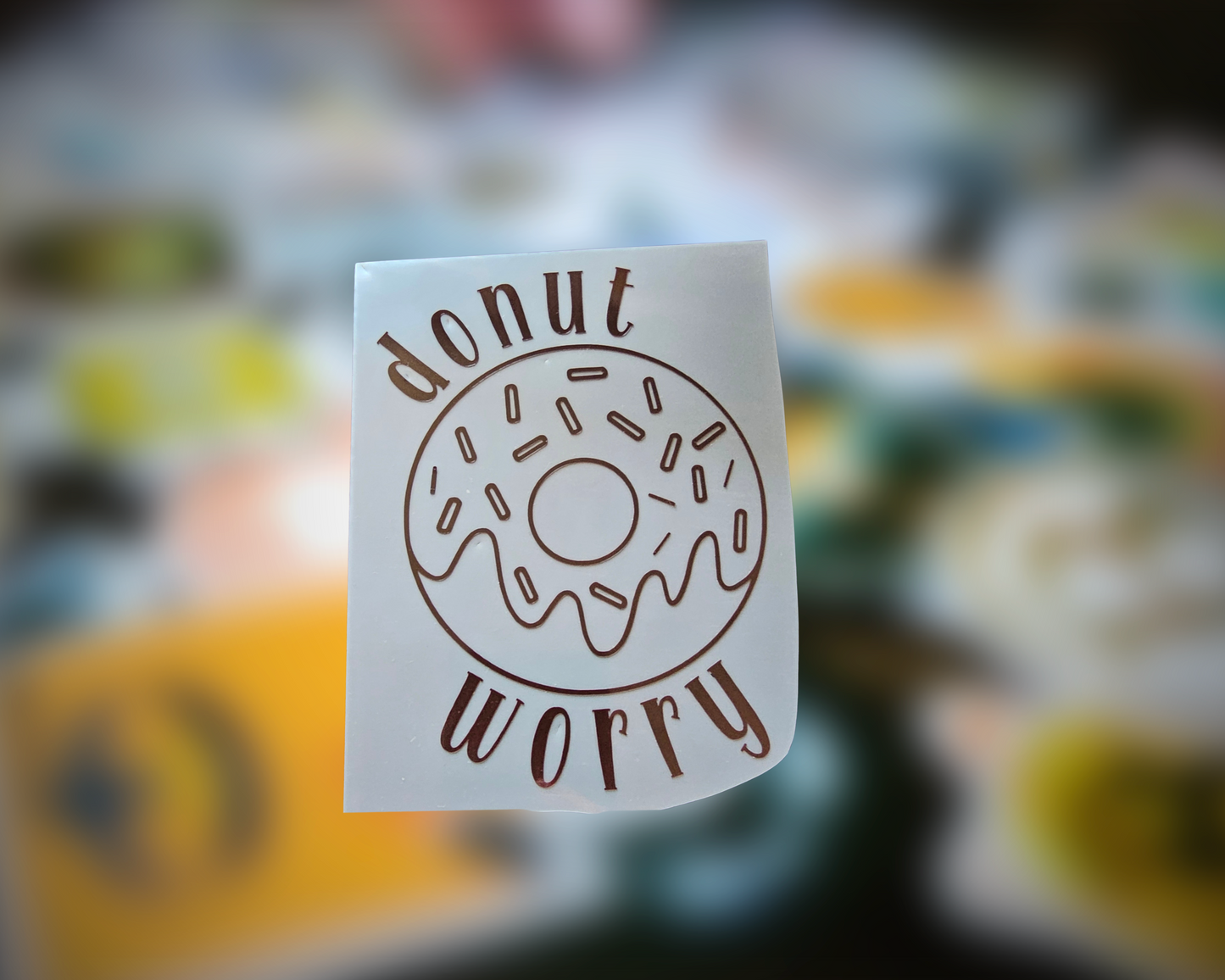 donut worry waterproof decal