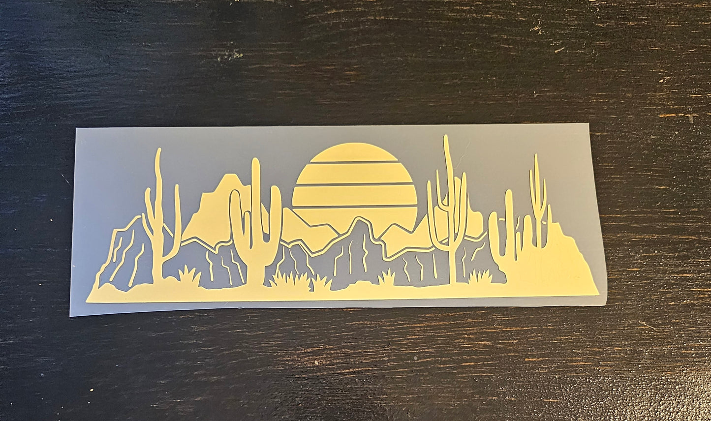 🌵 Desert Sunset Cactus Vinyl Decal