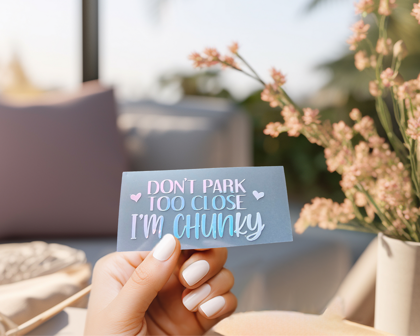 Don't park too close I'm chunky holographic decal