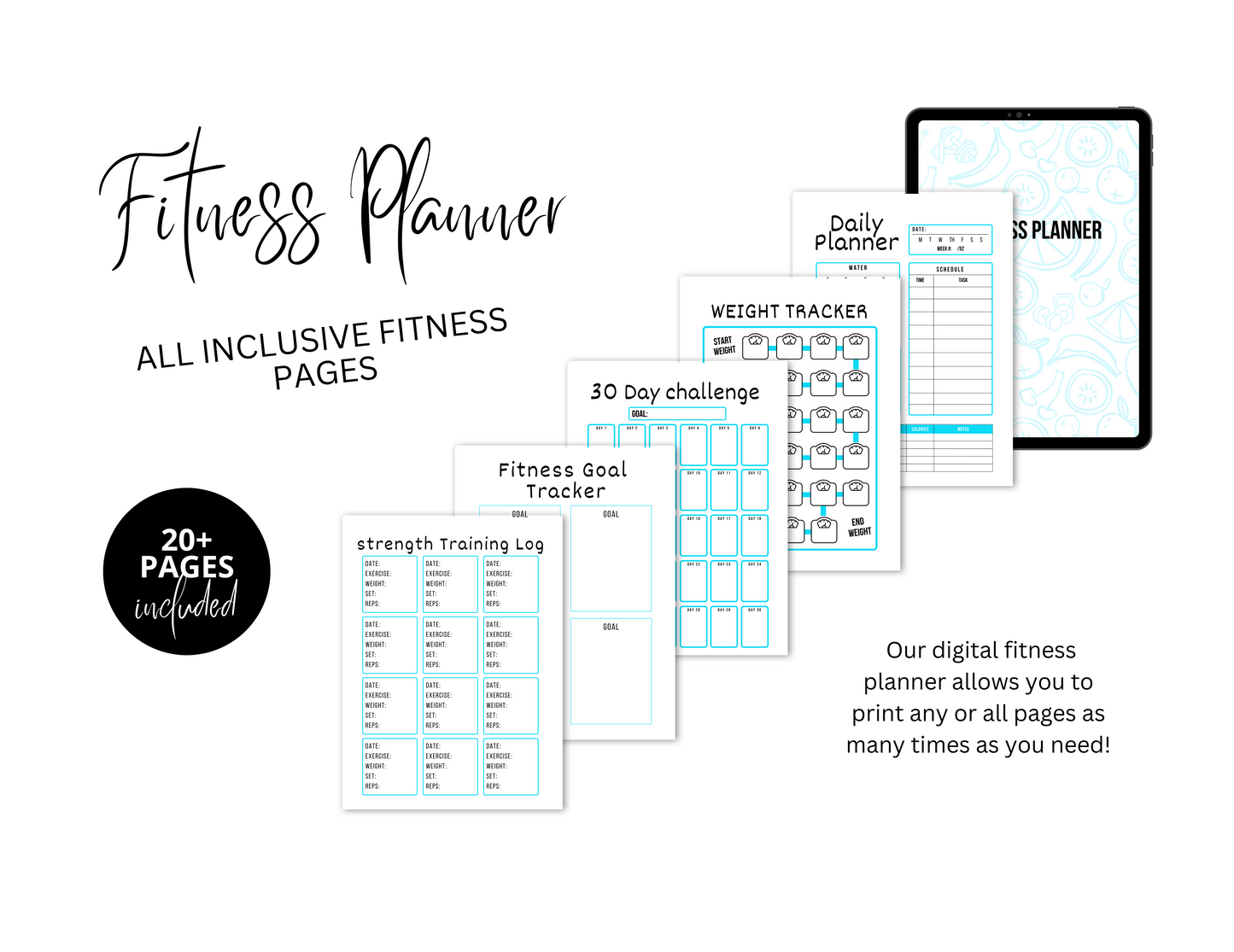 Printable Fitness Planner. Track Progress, Set Challenges & Crush Goals